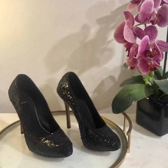 Dolce Vita Black Sequin Stilettos - Picture 1 of 4